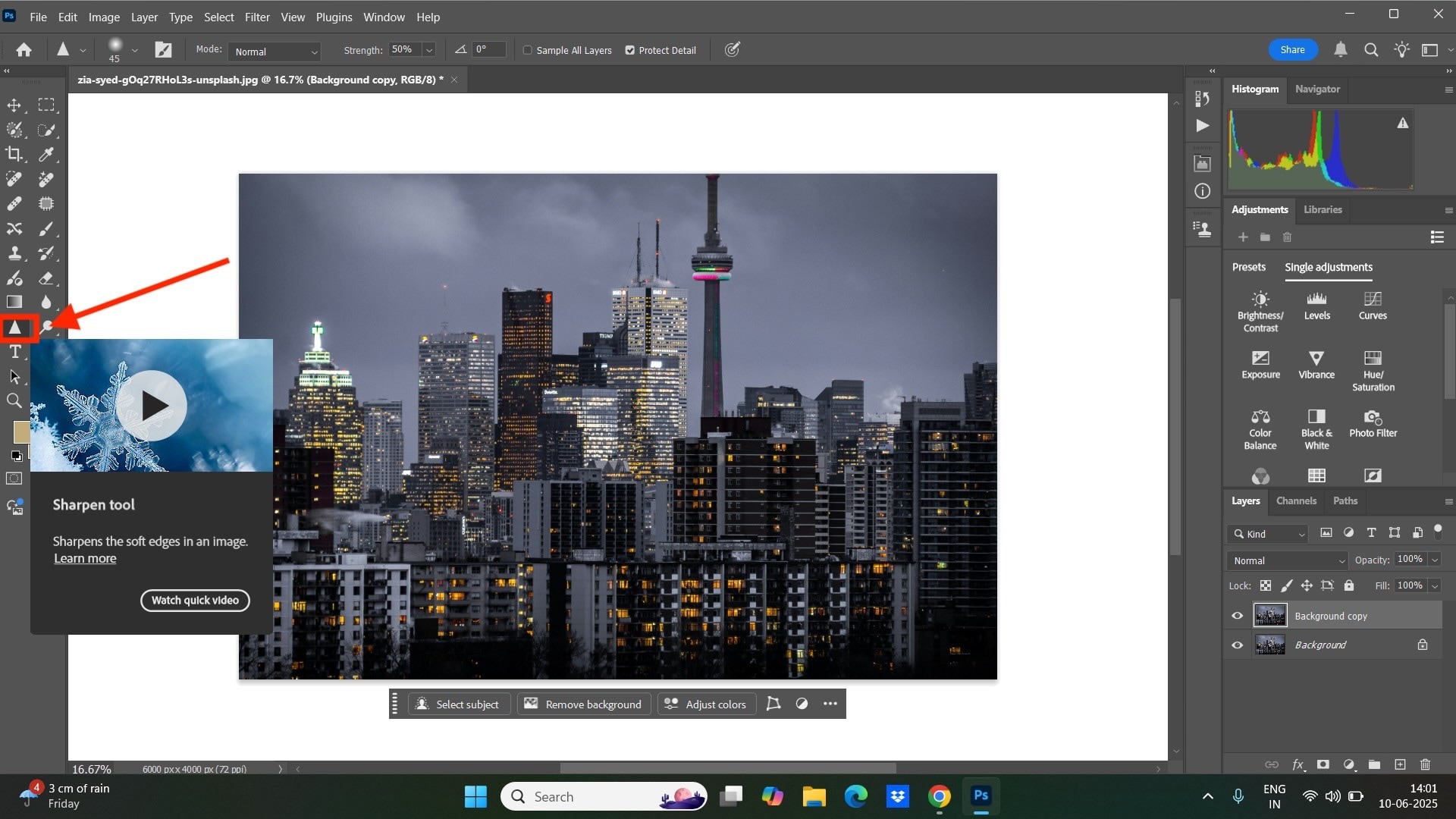 photoshop sharpen tool