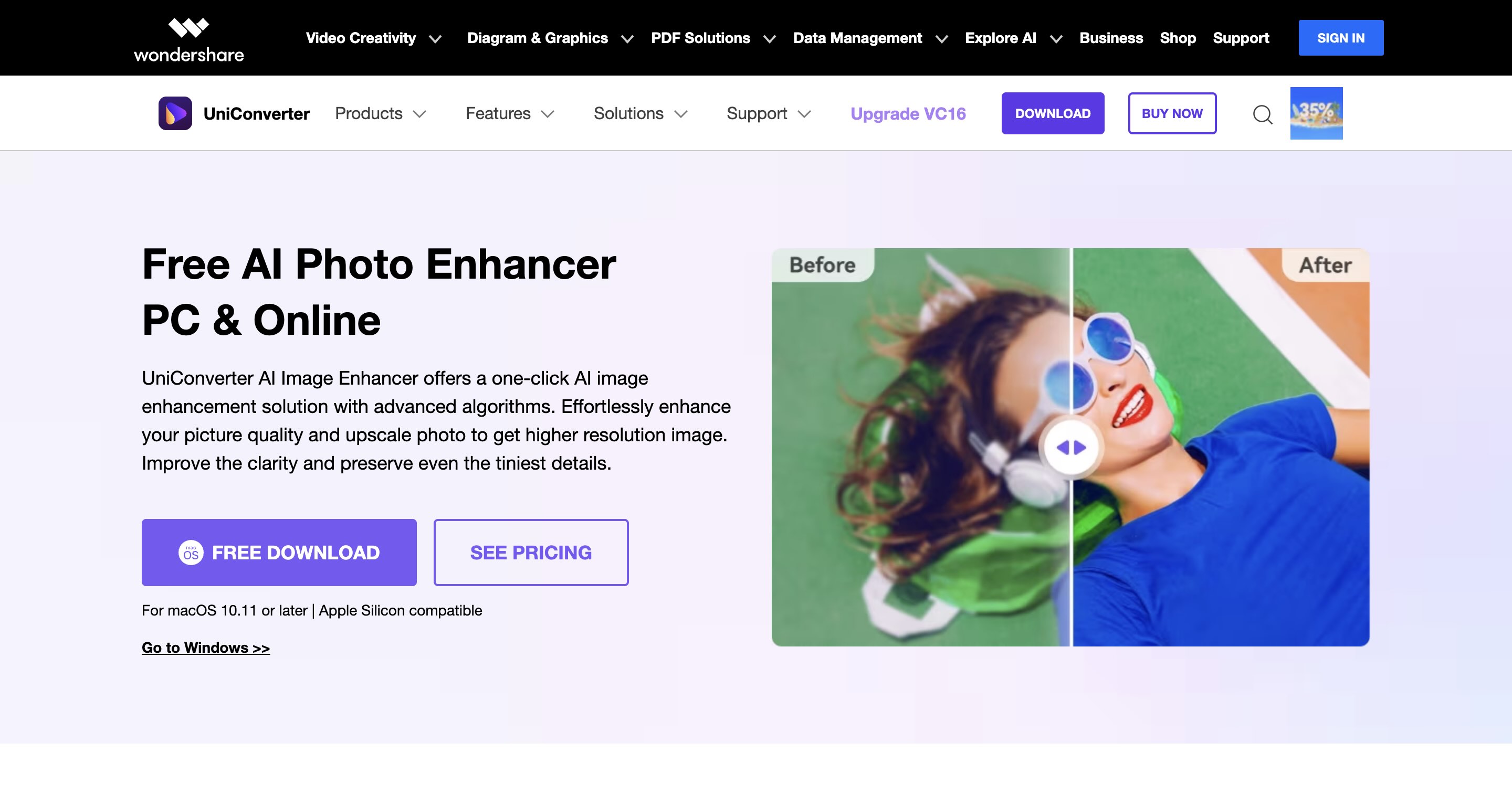 wondershare uniconverter image enhancer
