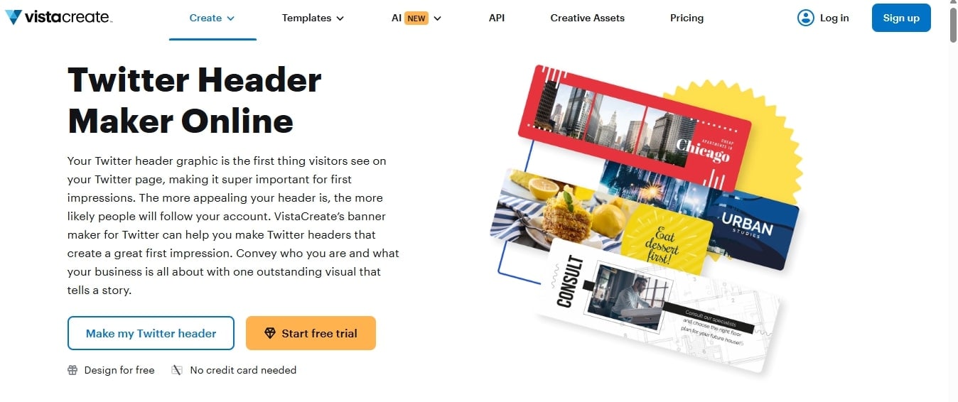 VistaCreate Twitter header maker