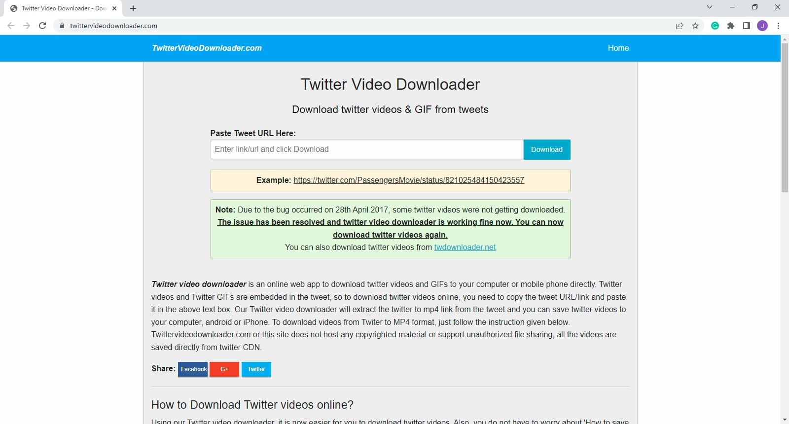 Twitter Video Downloader öffnen