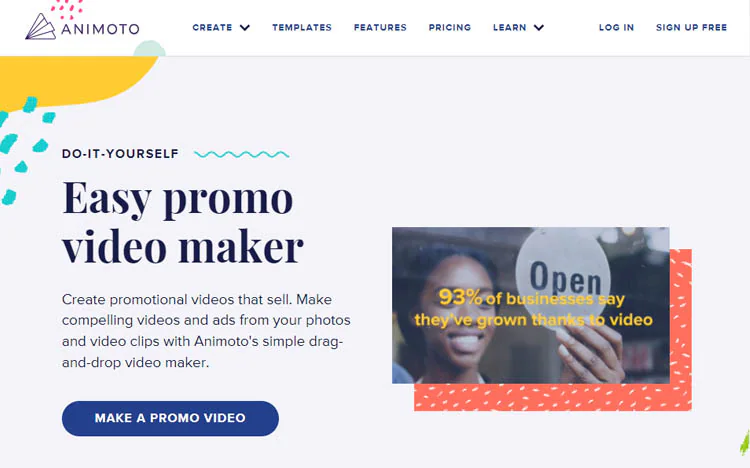 animoto website homepage