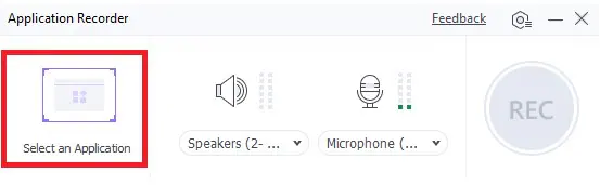 Schermata dell'interfaccia grafica di Application Recorder