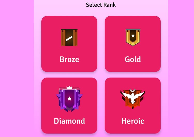 select the rank that you normally play on the game
