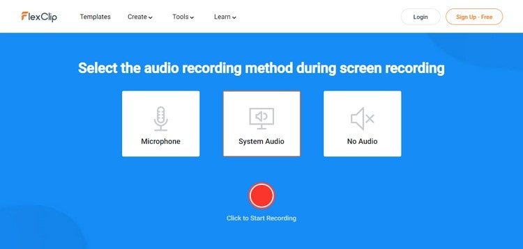 grabar live stream con FlexClip Online Screen Recorder