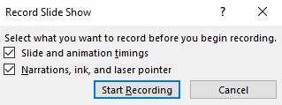 Choose the required options from the dialogue box and click on Start Recording