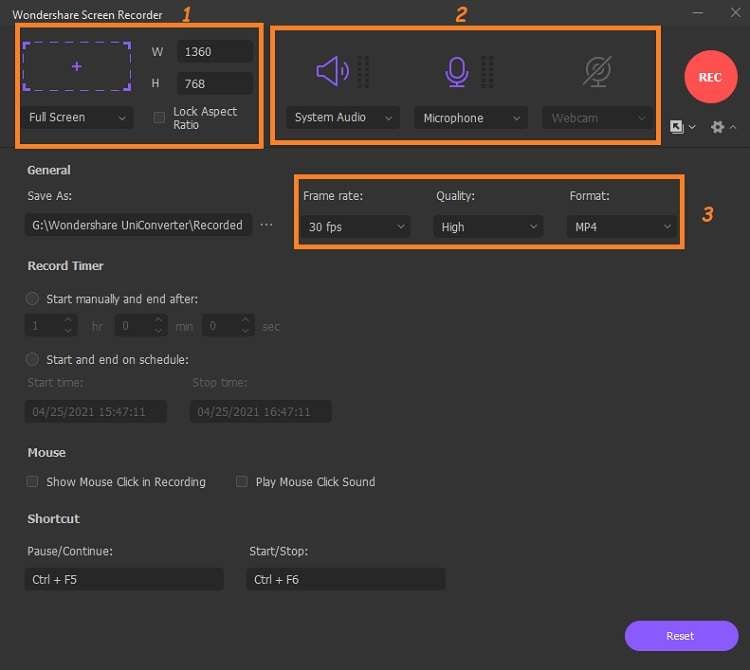 Select Recording Settings