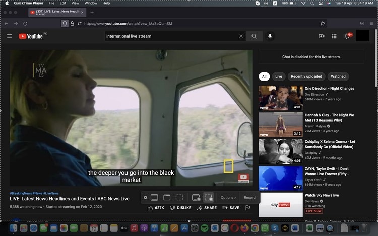 save youtube live stream with QuickTime