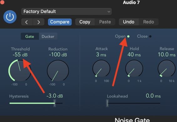 noise gate feature will work
