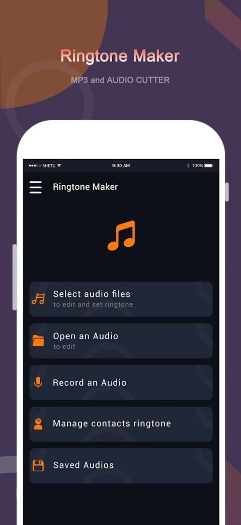 Ringtone Maker und Audio Cutter Oberfläche