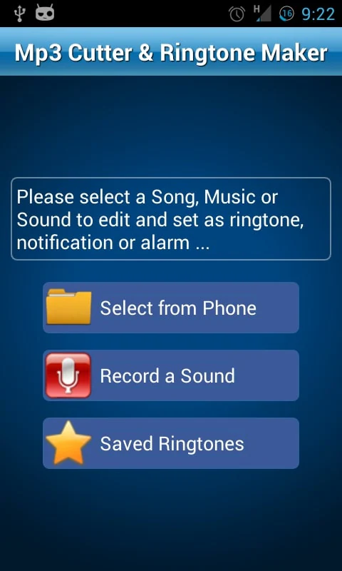 Mp3 cutter & Ringtone maker interface