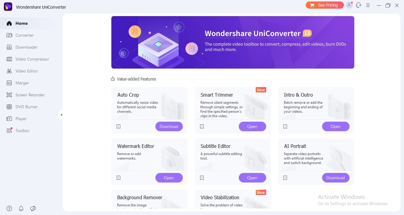 Interfaccia Wondershare Uniconvertor