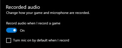 Switch the record audio toggle on