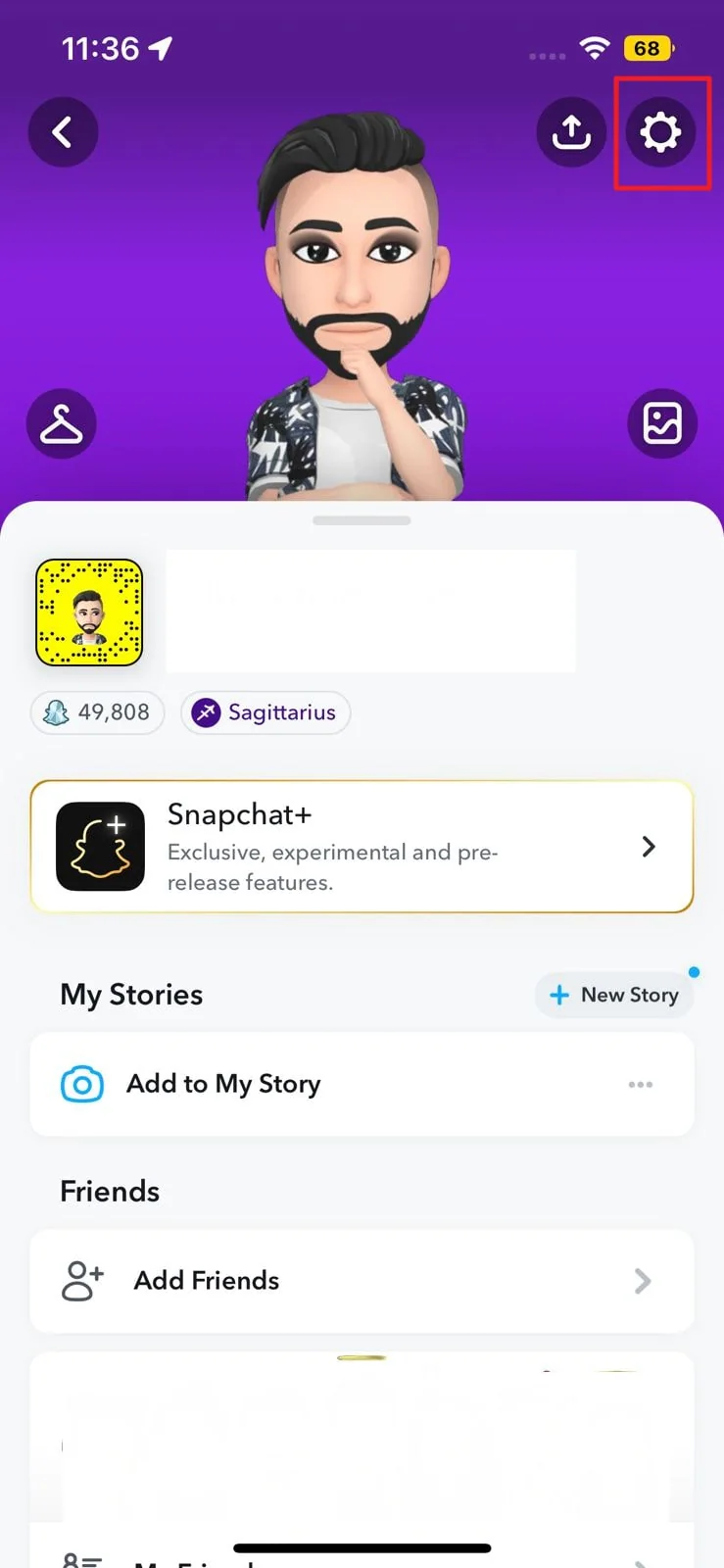 aprite le impostazioni di snapchat