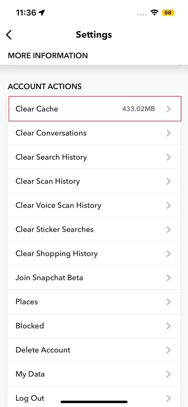 clear your snapchat cache