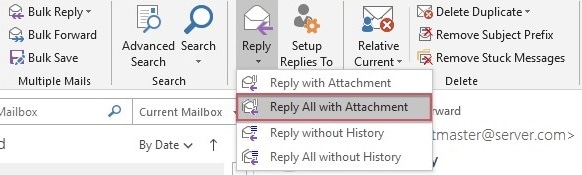 reply attachments in mail