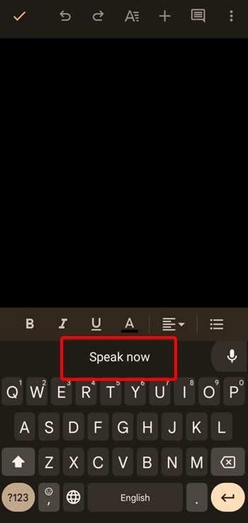 speak now sign to indicate the users to start talking