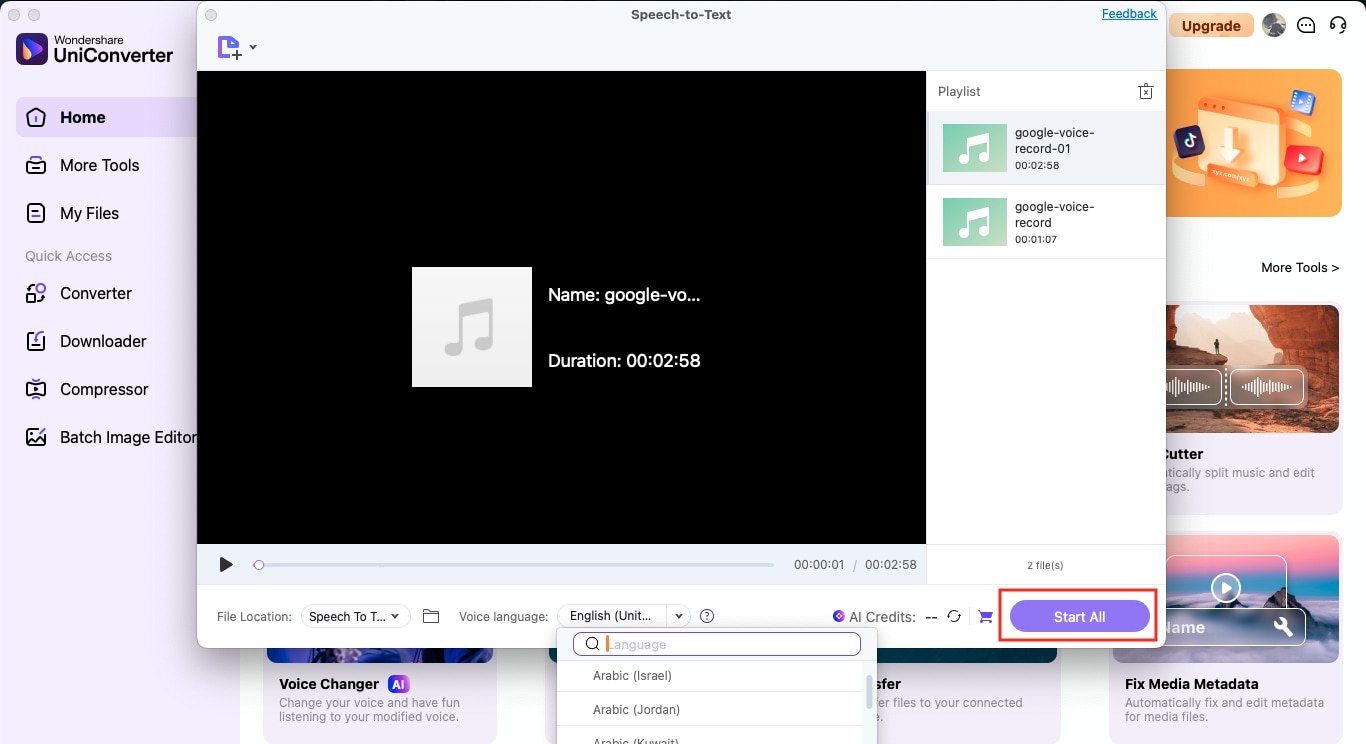 batch file conversion in uniconverter