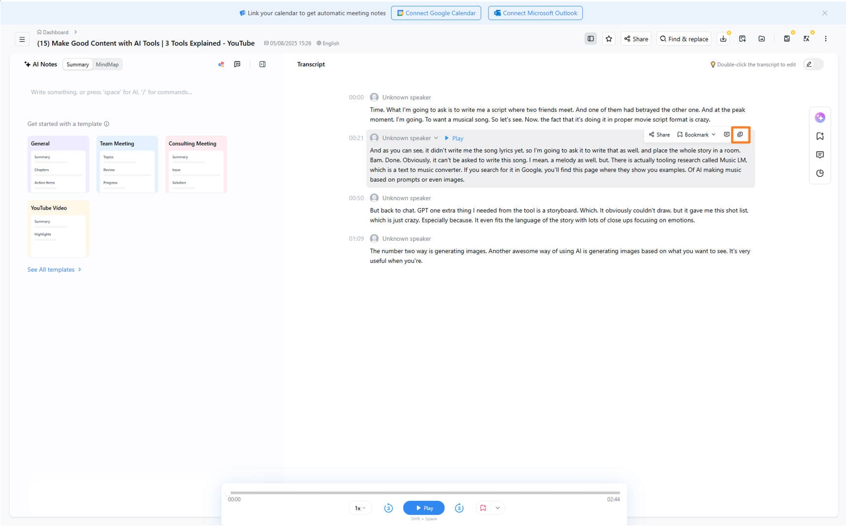 save transcription