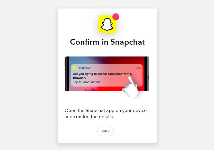confirm the snapchat login