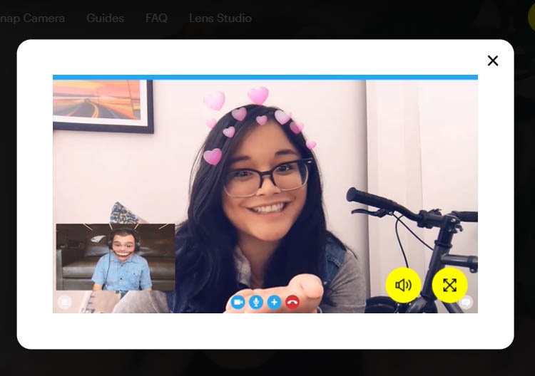 applying snap camera filters to a video call