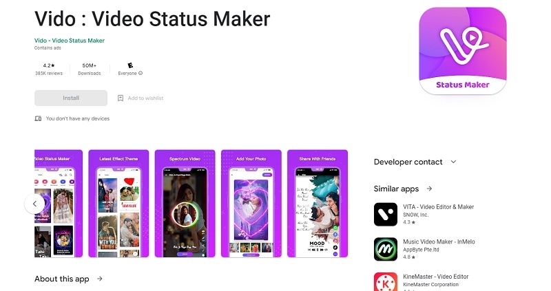 vido status video maker app