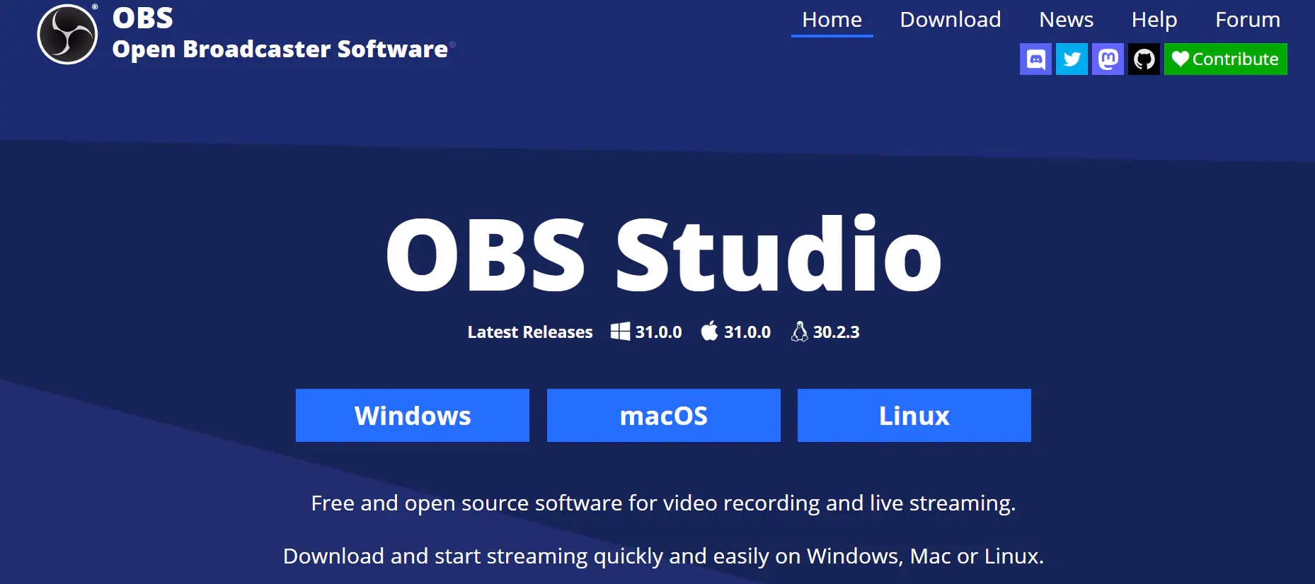 obs studio homepage