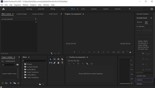 Añadir un proyecto en Adobe Premiere Pro