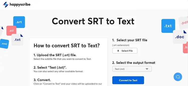 Convertitore di sottotitoli HappyScribe