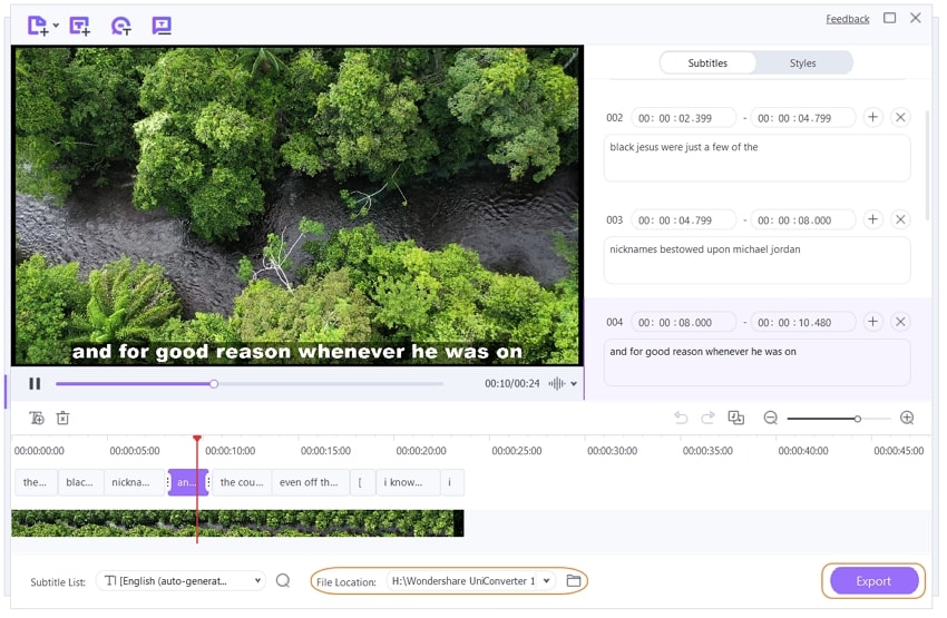 choose output format and convert video with correct subtitles