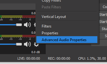 klik pada Advanced Audio Properties