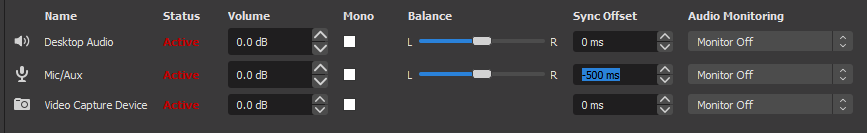 type in a negative offset to the faulty audio source, fixing the delay problem