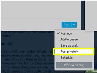 drop down option list to post content on tumblr