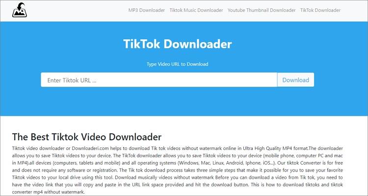 Aplicaciones gratuitas de conversión de TikTok- Downloaderi.com
