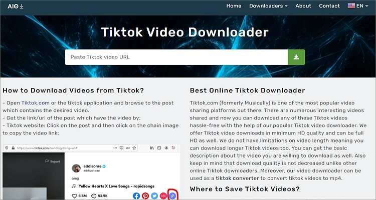 Aplicaciones gratuitas de conversión de TikTok- All in One Downloader