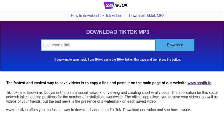 Aplicaciones gratuitas de conversión de TikTok a MP3 - Ssstiktok