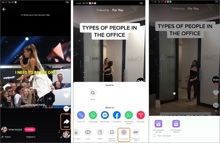 enregistrer les vidéos TikTok en tant qu'image de fond d'écran sur Android
