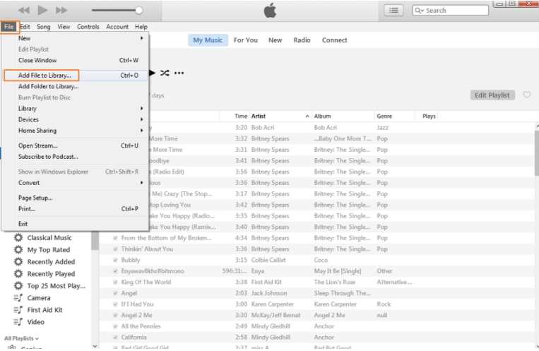 Add music files to iTunes library