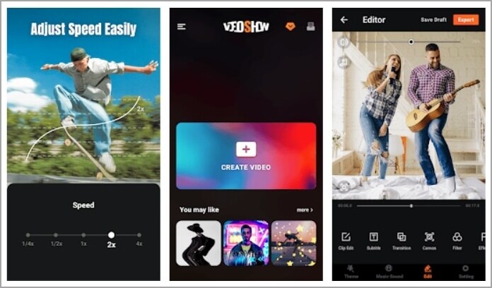 trim and split video for instagram story with videoShow