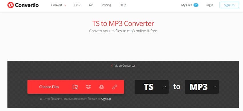 Convert TS to MP3 with Convertio