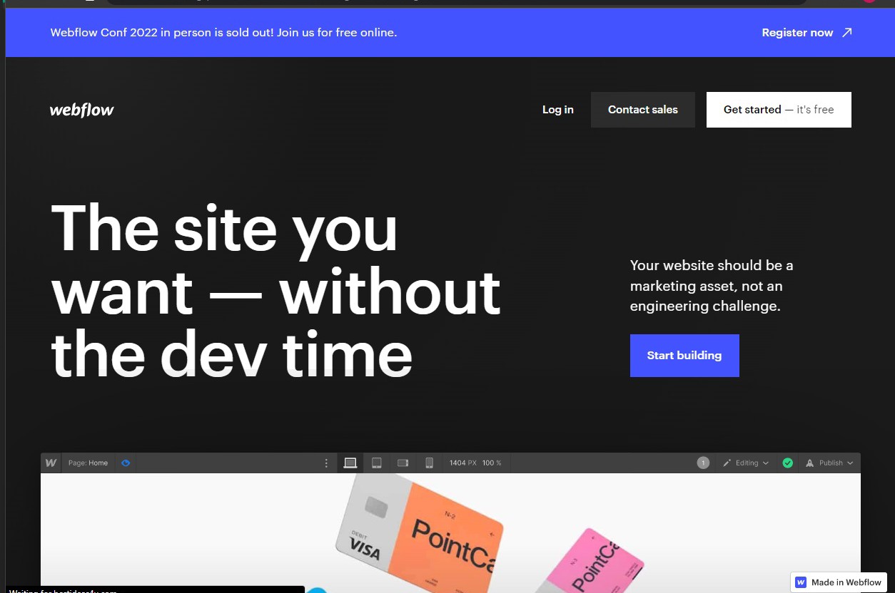 webflow front page