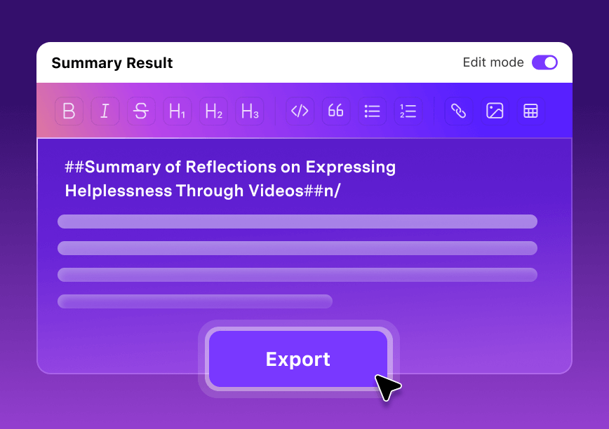 Video-Zusammenfassung als Markdown exportieren