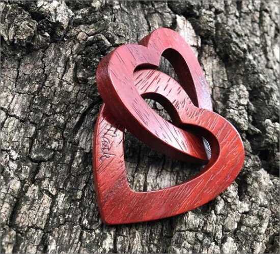 Personalized Interlocking Wooden Hearts