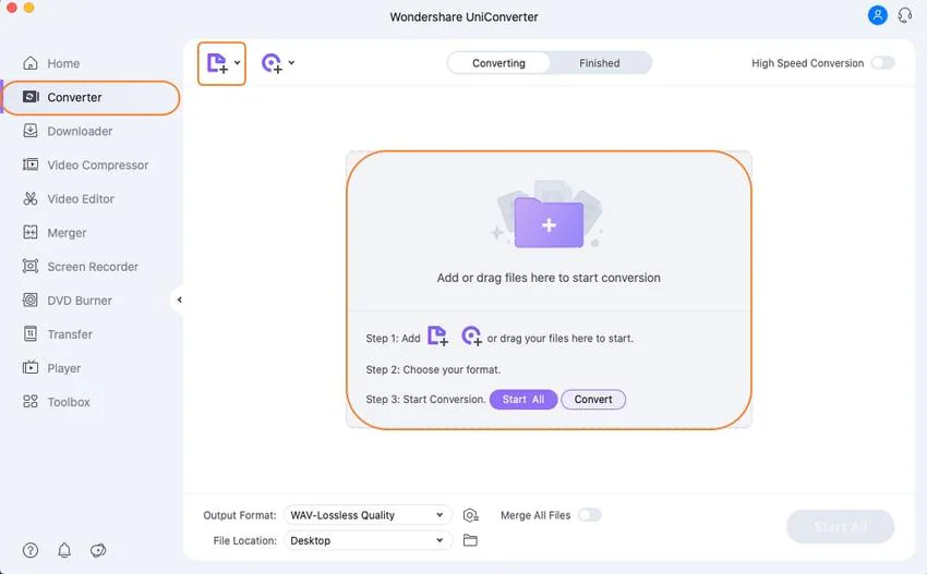 Launch MP4 to WAV Converters Online alternative and add MP4 file