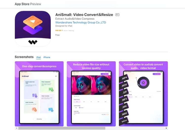 Anismall Video-Kompressor-App im App Store