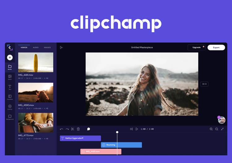 illustration de l'interface clipchamp