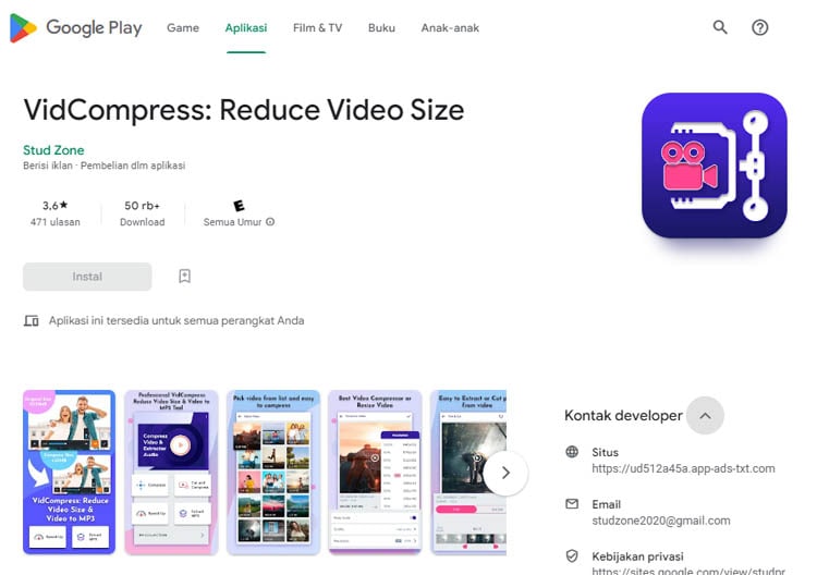 vidcompress sur google play store