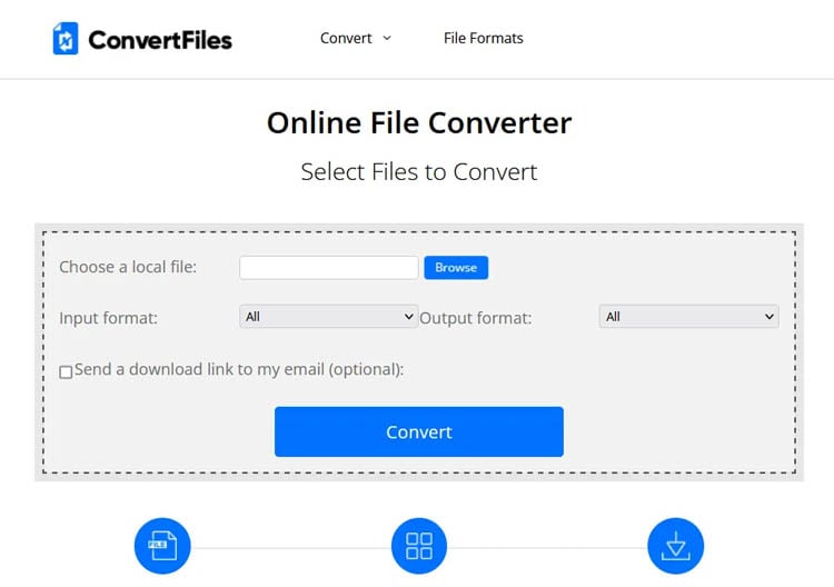 interface du site web de convertfiles