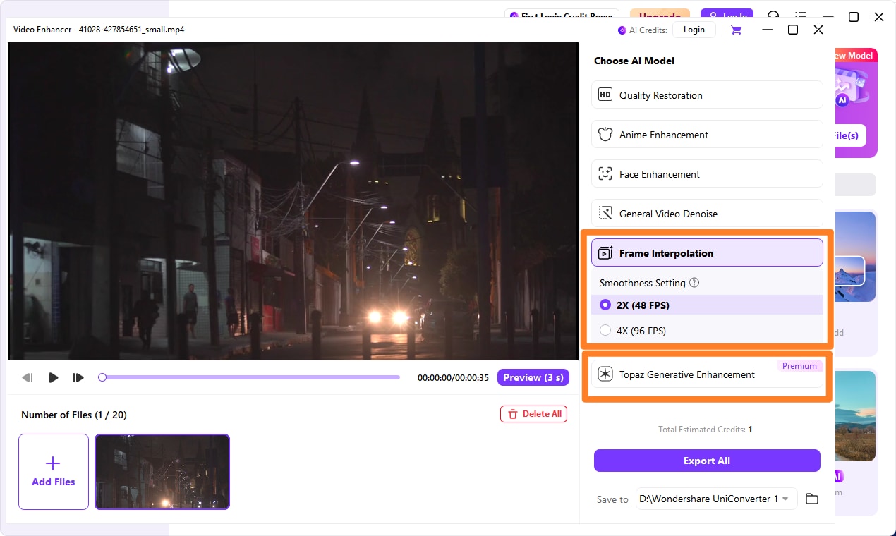 perform frame interpolation model and export