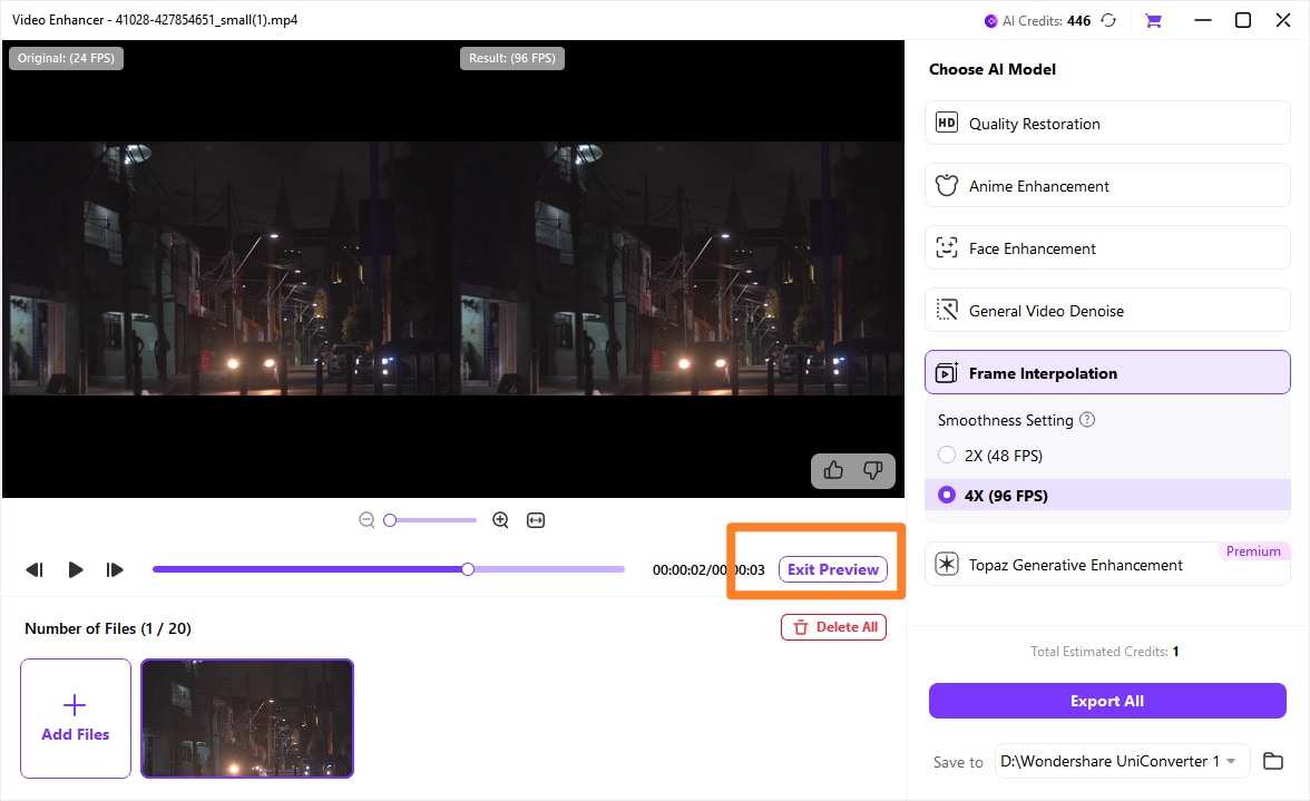 perform frame interpolation model and export