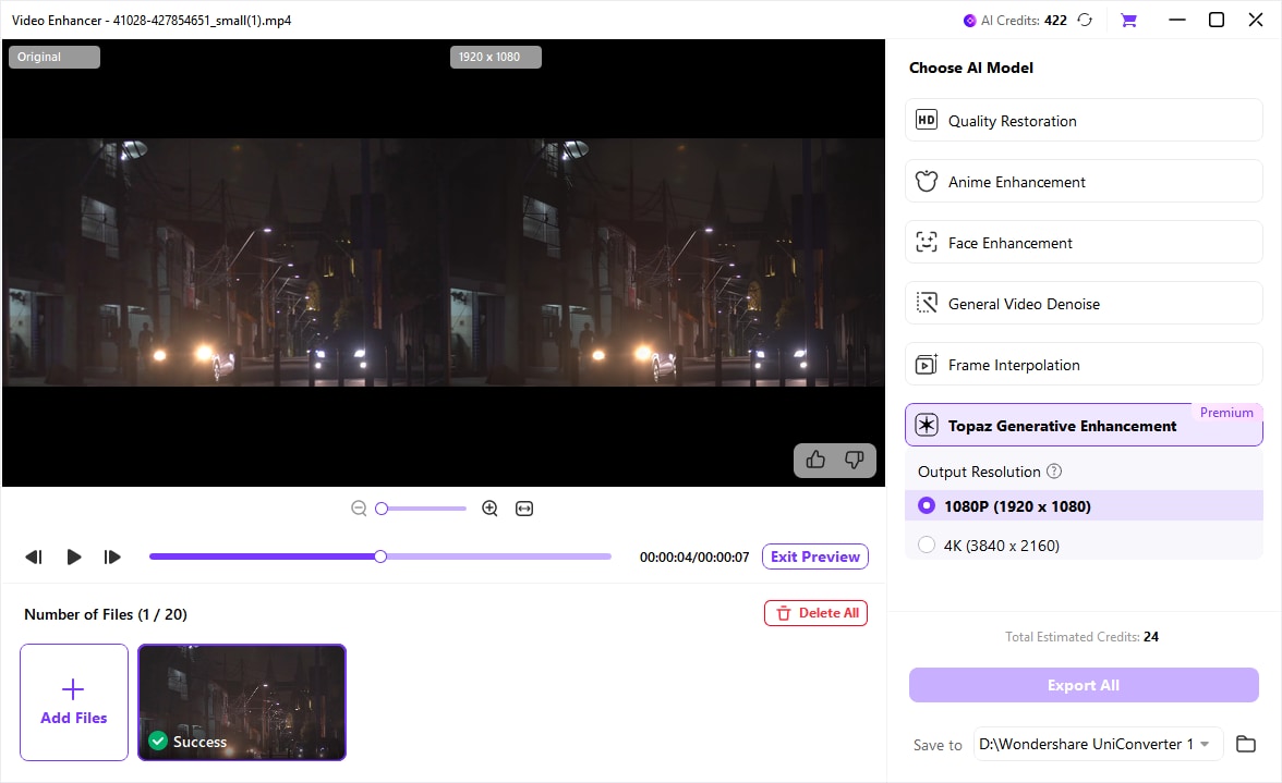 perform frame interpolation model and export